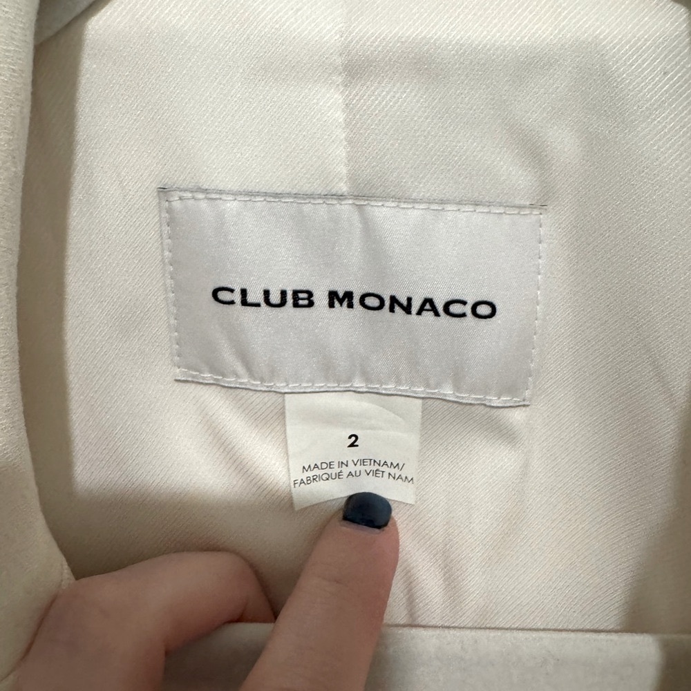 Club Monaco Cream Women’s Tuxedo Blazer - Picture 2 of 7